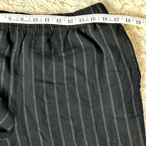 Zara Cropped Pin Striped Exposed Stitch Hem Women Size XL Pull On Comfort Pants - Picture 3 of 12